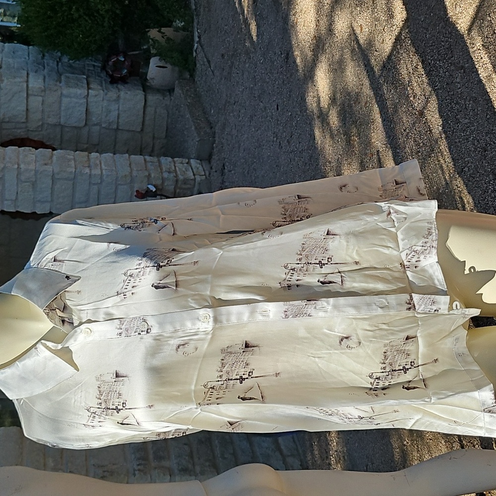 New W Tags & Buttons MOTF X Dina Brodsky 100% SILK PRINTED SHIRT Small